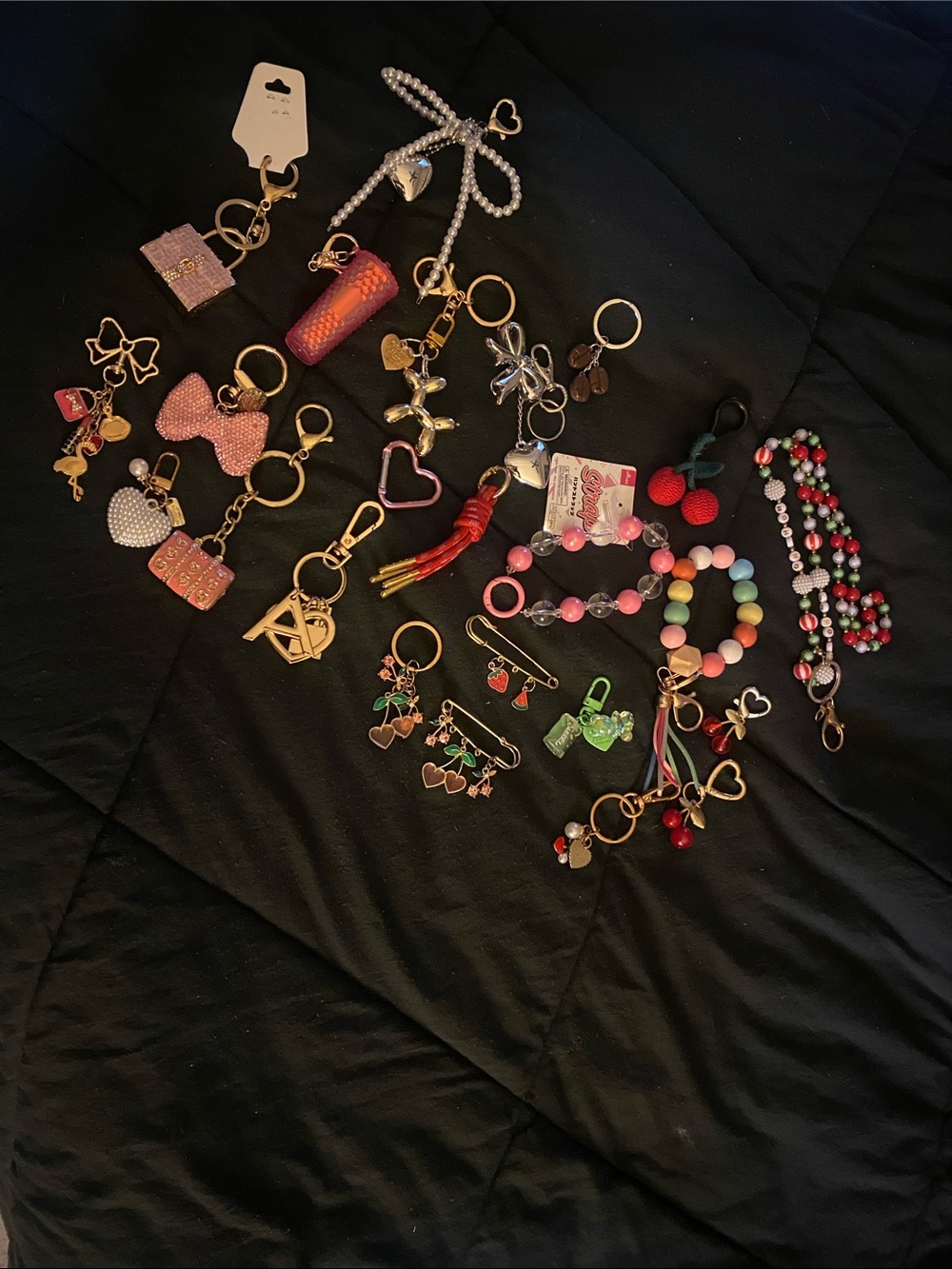Assorted Women's Key & Card Holder Charm Set - Pink, Red, Gold, Multicolor